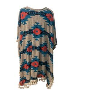 Bohemian‎ Kimono Ethnic Aztec Tribal Stripe Long Cardigan Loose Fit Knit Top